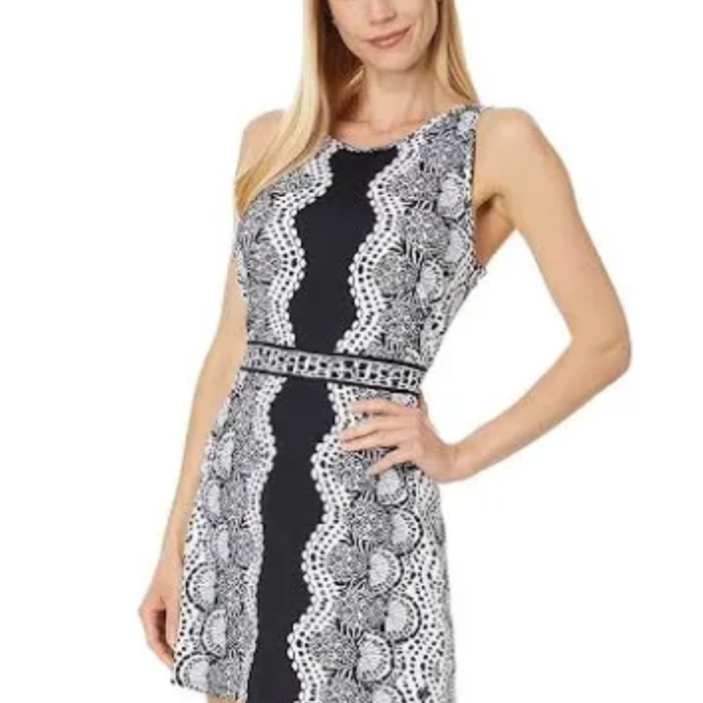 Chic Black and White Lace Dress